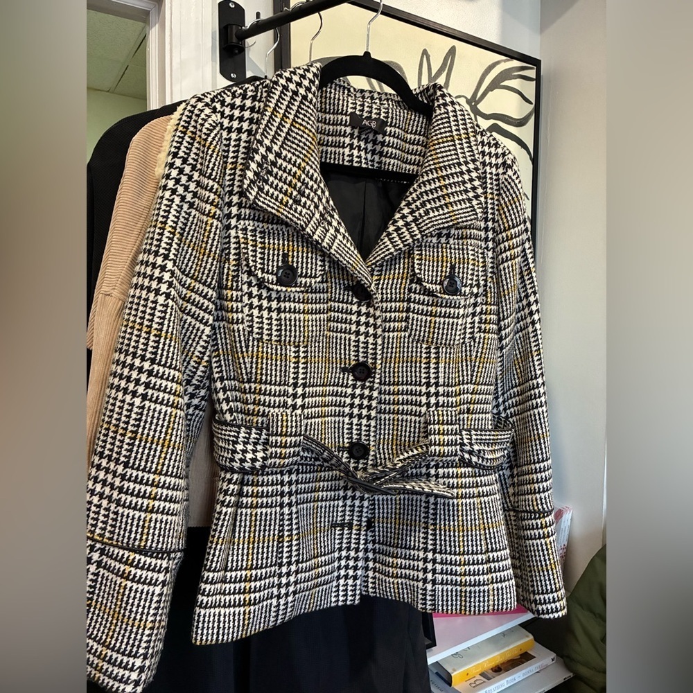 AGB vintage Women's Black and White Houndstooth Jacket size 8